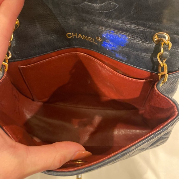 CHANEL Vintage Navy Half Moon Quilted Flap Bag - Picture 6 of 12